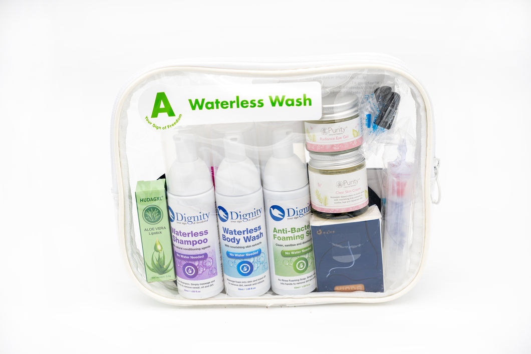 Luxury Waterless Flight wash Bag Set